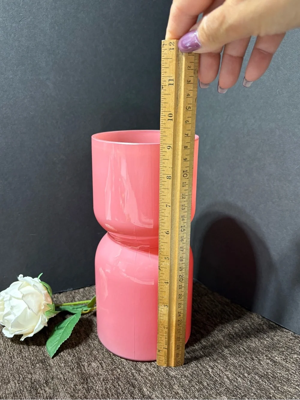 Coral Pink Hourglass Ceramic Vase - Home Accents